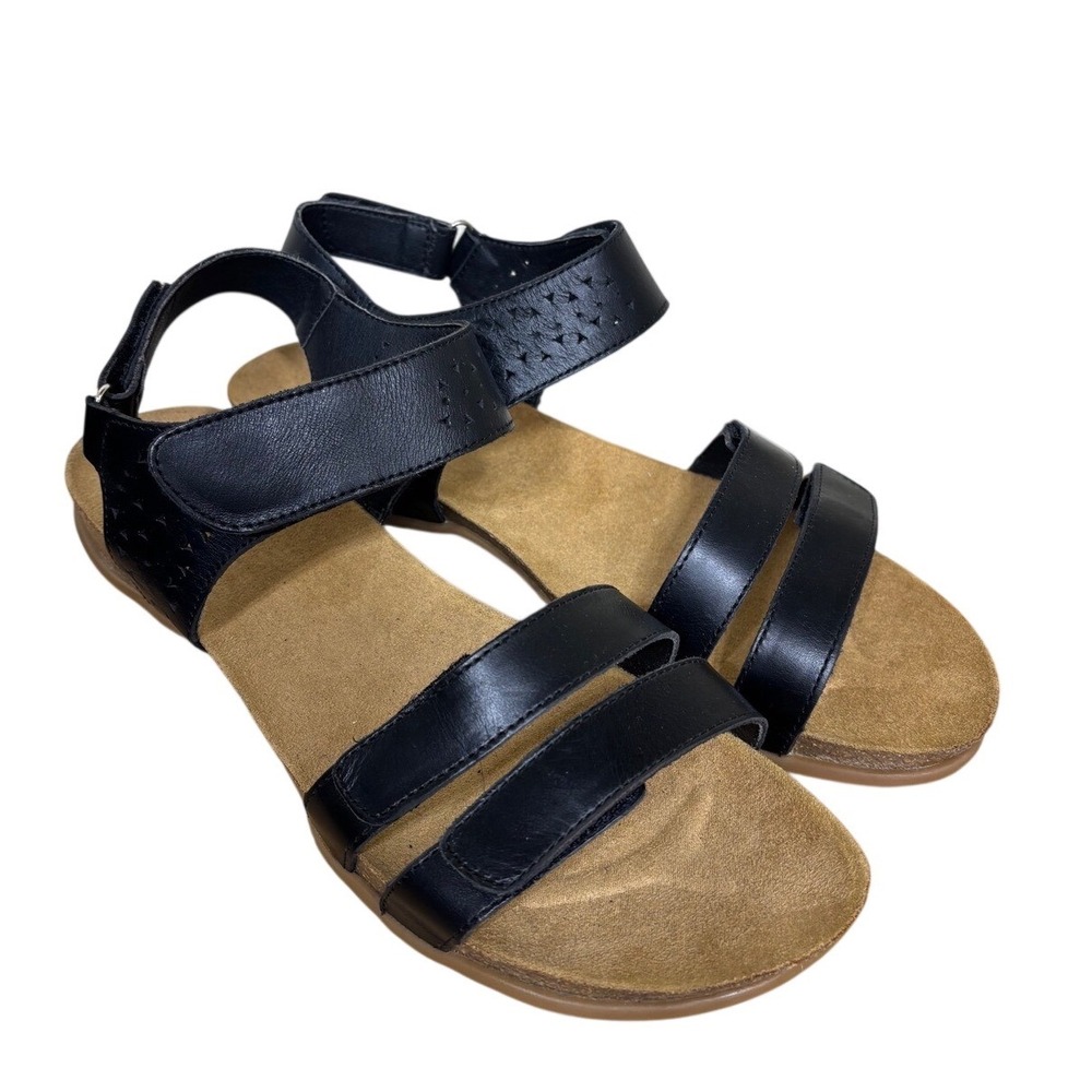 Propet Sandals 12 W June Black Leather Adjustable Comfort Walking Strappy